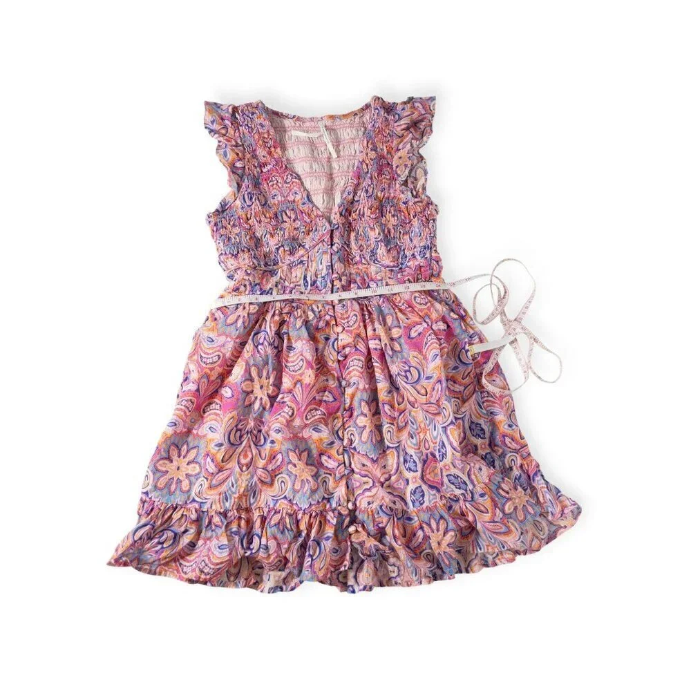 Anthropologie Boho Peregrine Paisley Mini Dress Ruffle SZ SP Wedding Guest Dress - Picture 5 of 8